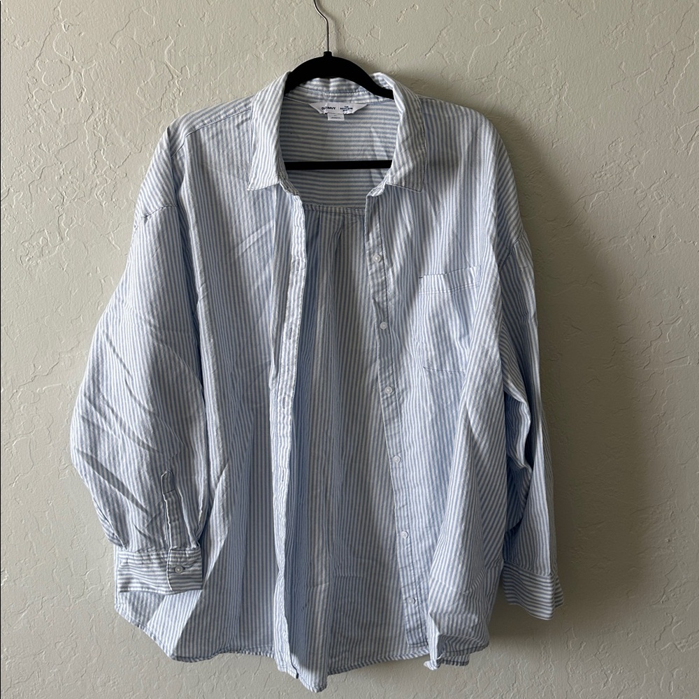 Old Navy Light Blue & White Striped Shirt